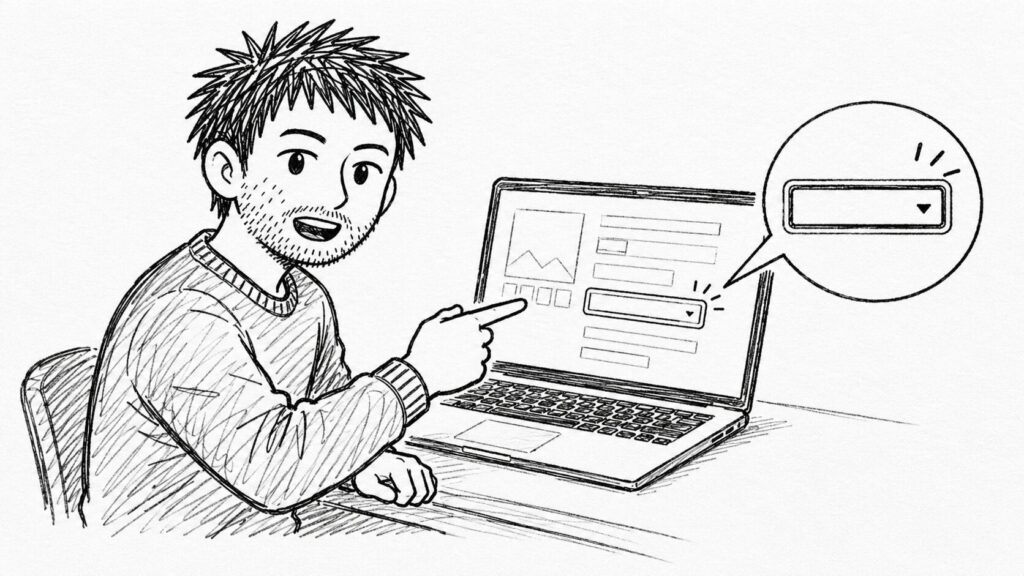 出品フォームのCountry of Origin入力欄を指すイラスト