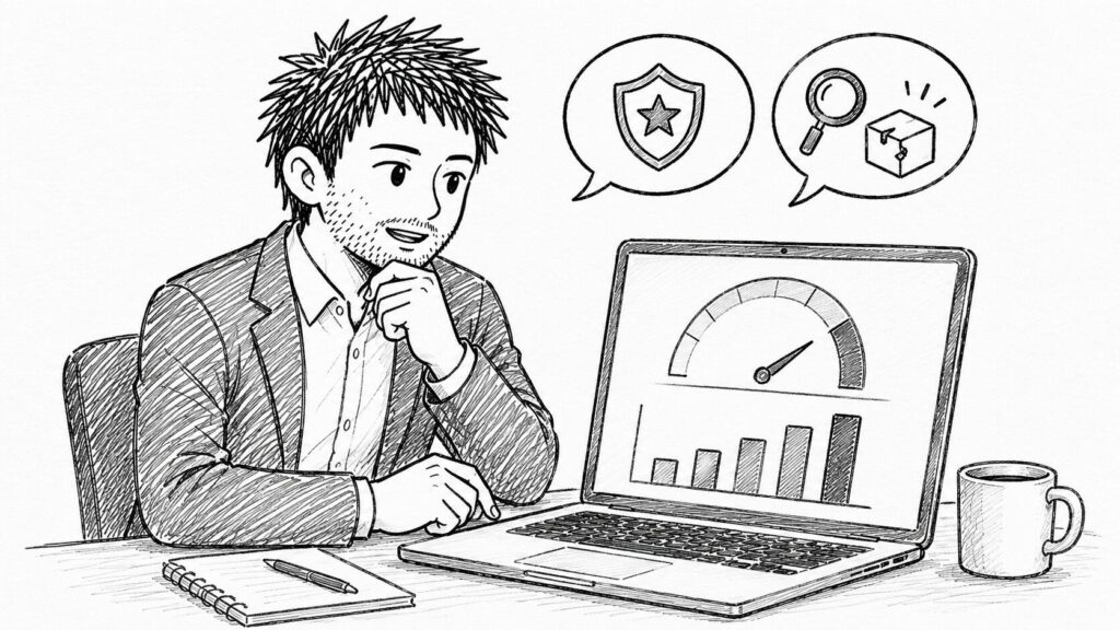 メーターとグラフでセラーレベルへの影響を確認するイラスト