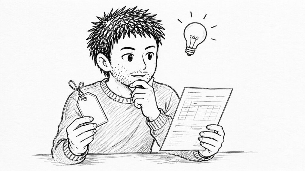 ギフトタグと申告書でgift無税の誤解を表すイラスト