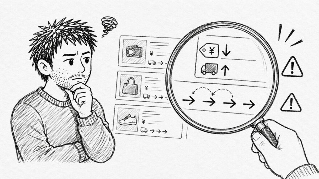 虫眼鏡と警告で検出シグナルを調べられる様子を表すイラスト