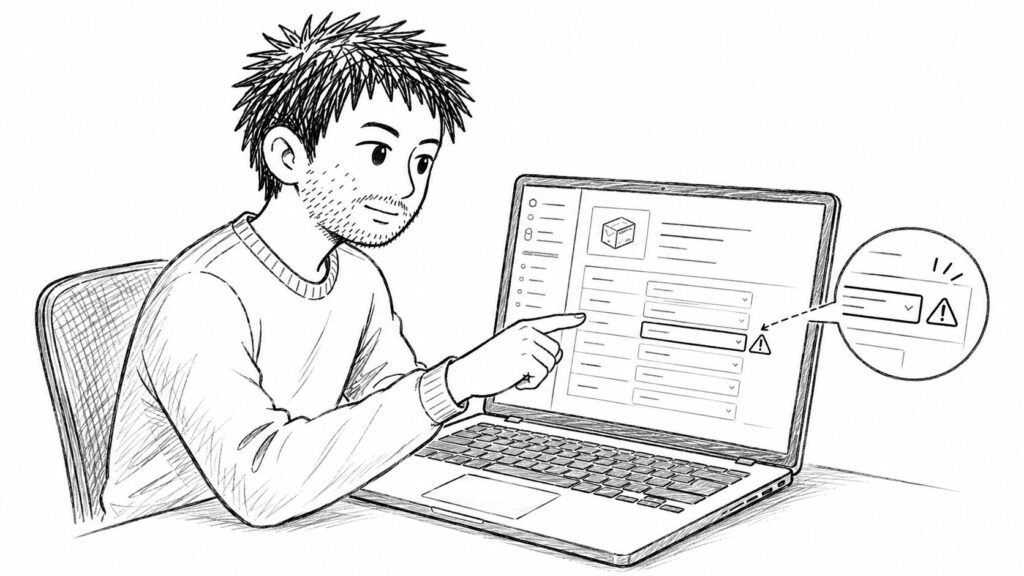 出品フォームの原産国欄を入力・一括変更するイラスト
