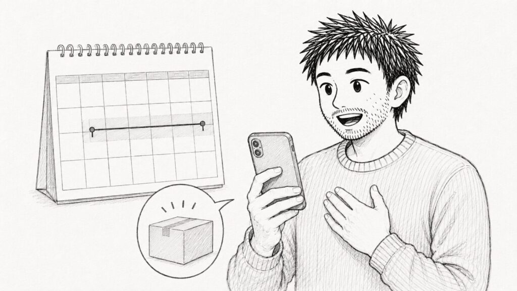 カレンダーとスマホで予定日との付き合い方を表すイラスト