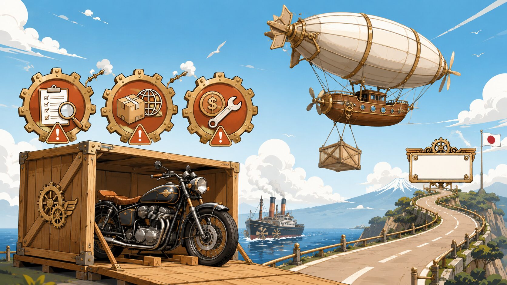 「eBayのバイク車体で失敗しない3つの盲点とナンバーの取り方」の記事イメージイラスト