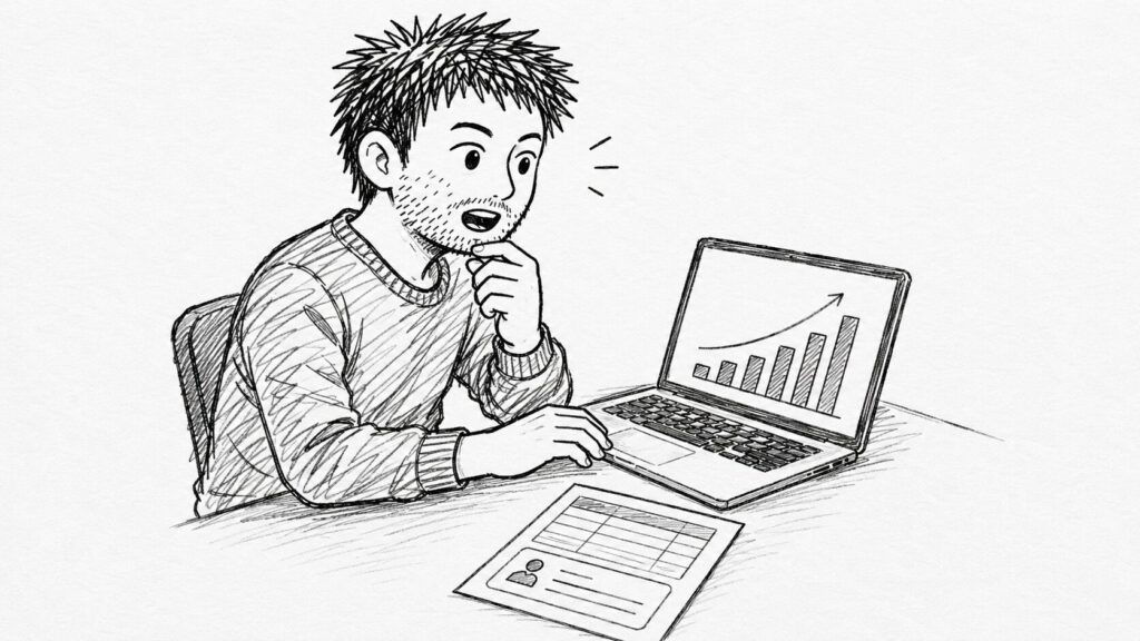 バーチャルオフィス利用にかかる費用と効果を検討する様子のイラスト