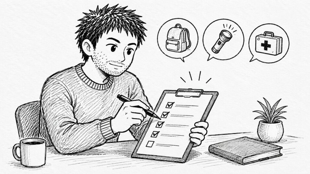 チェックリストで関税変化への備えを確認するセラーのイラスト